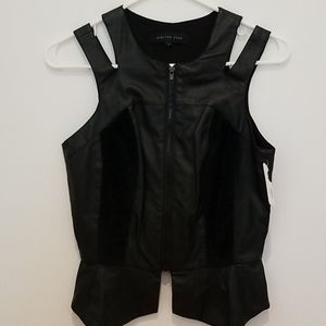 NWT English Rose Black Vest with Fur